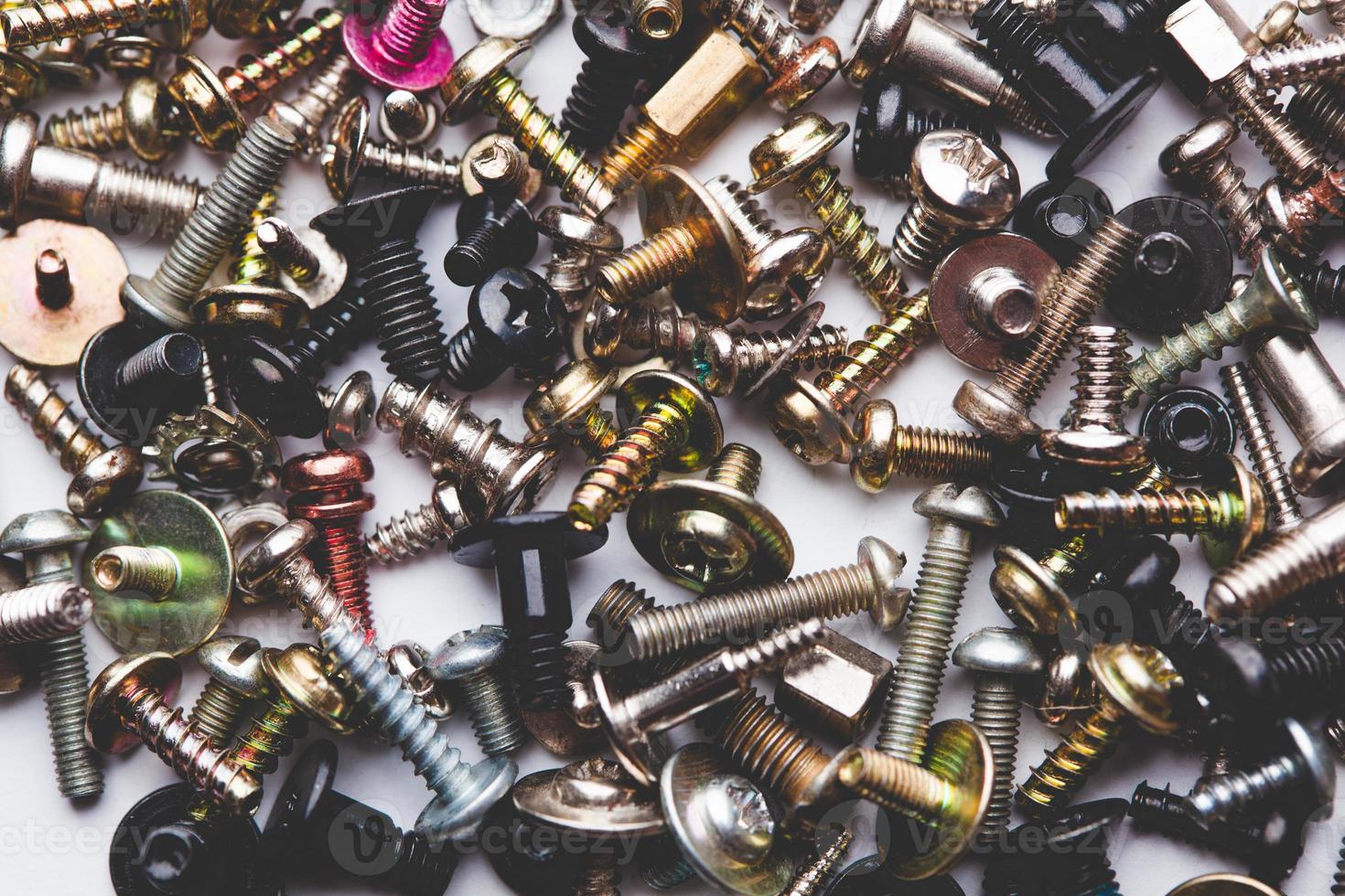 close up assortment many different bolts and screws photo