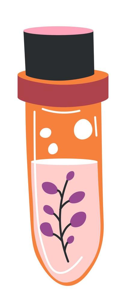 Magic potion or herbs in glass bottle with cap vector