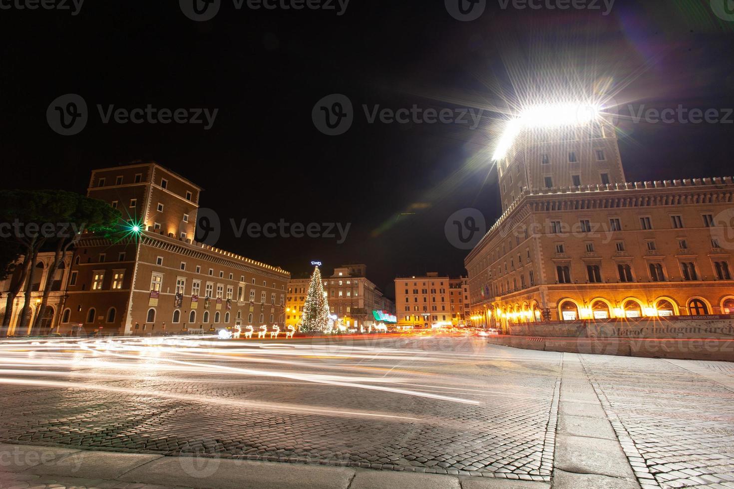 rome, italy, architecture, city center at night with backlight. photo