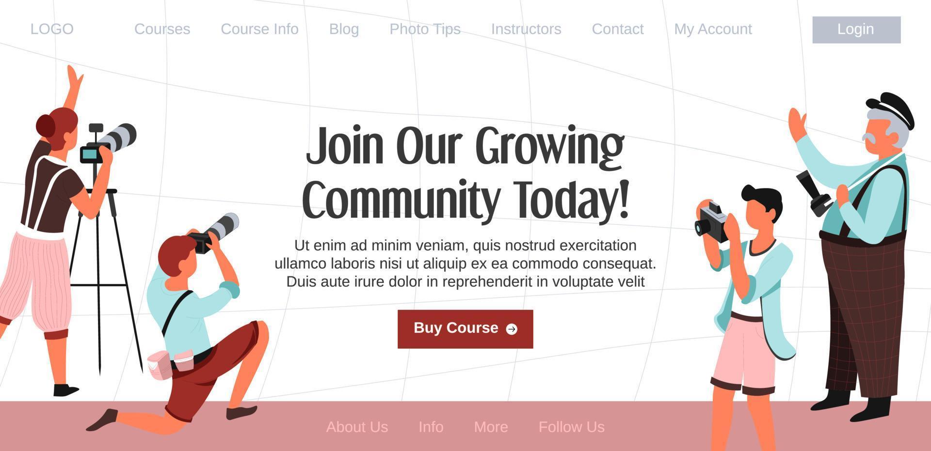 Join our growing community today, photo courses vector