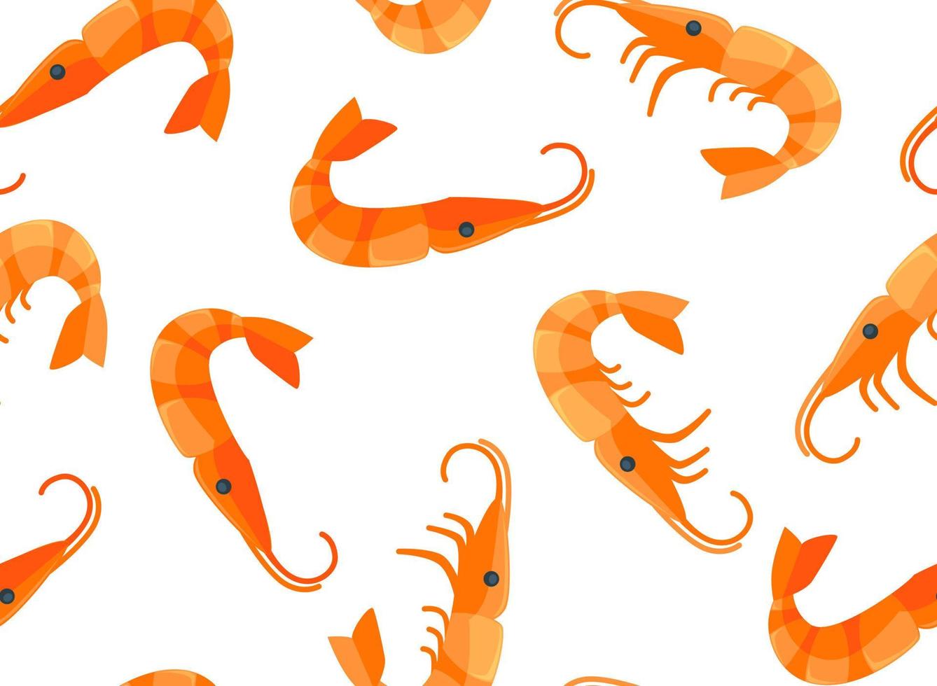 Shrimps seafood, prawns menu seamless pattern vector