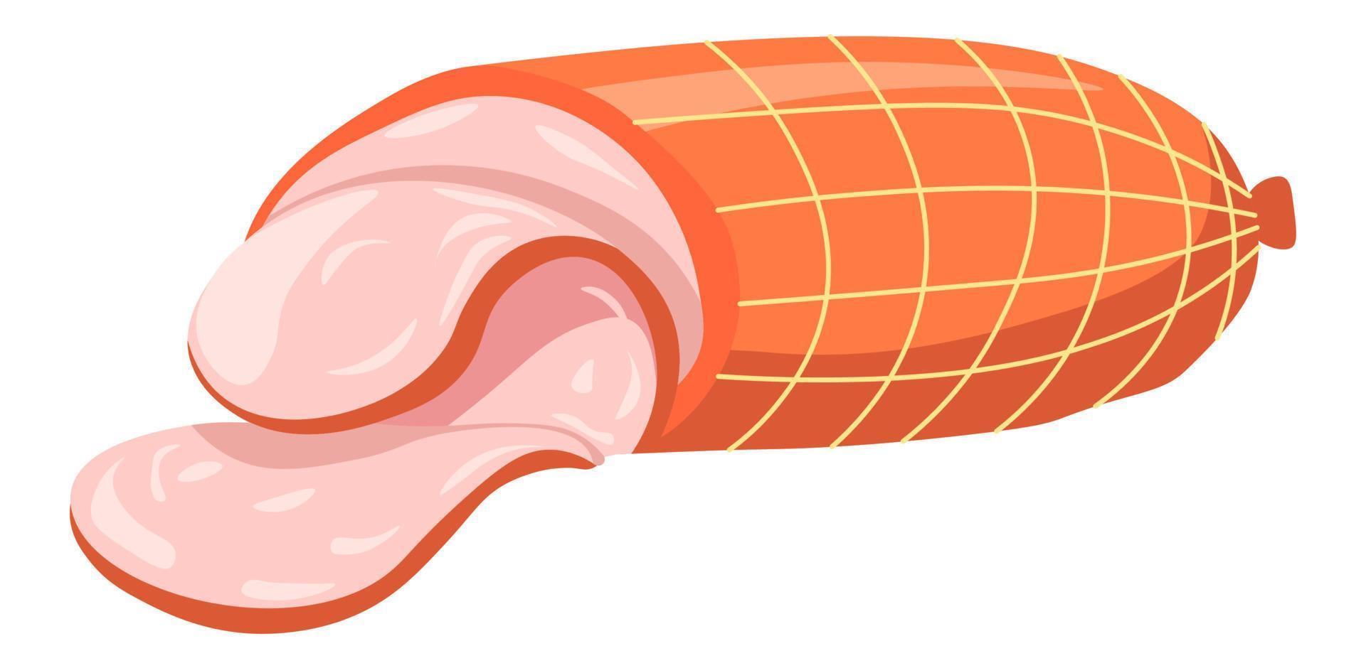 Ham sausage, pork or poultry meat food vector