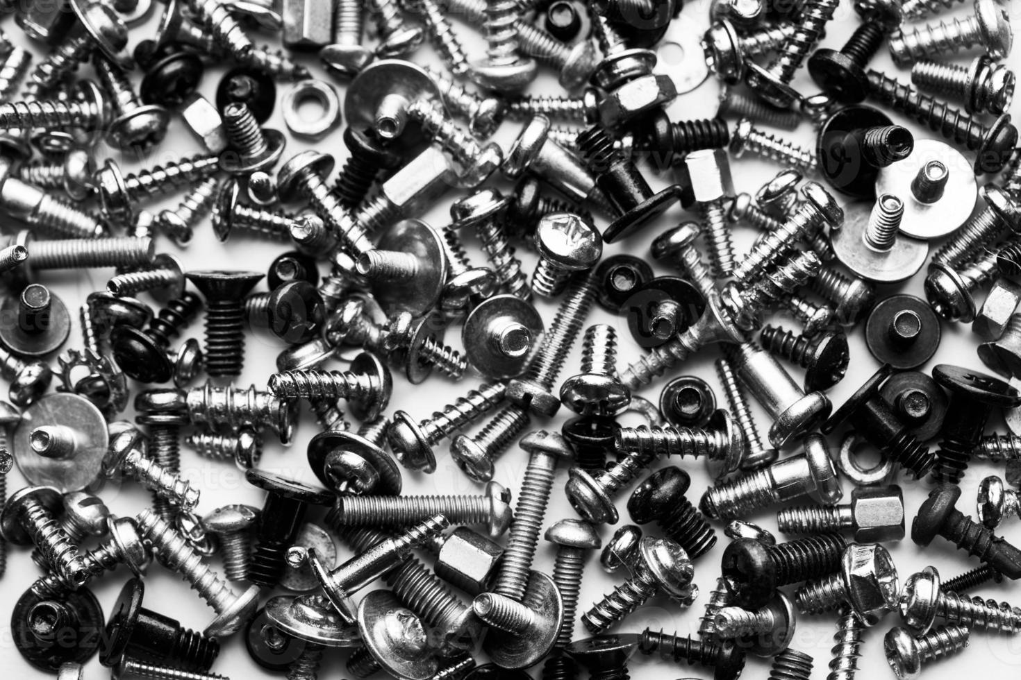 close up assortment many different bolts and screws photo