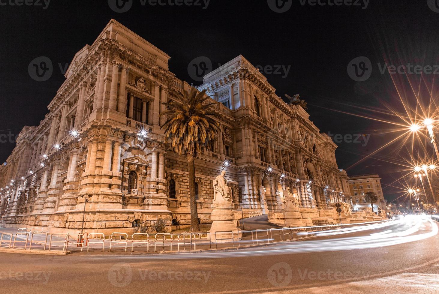 rome, italy, architecture, city center at night with backlight. photo