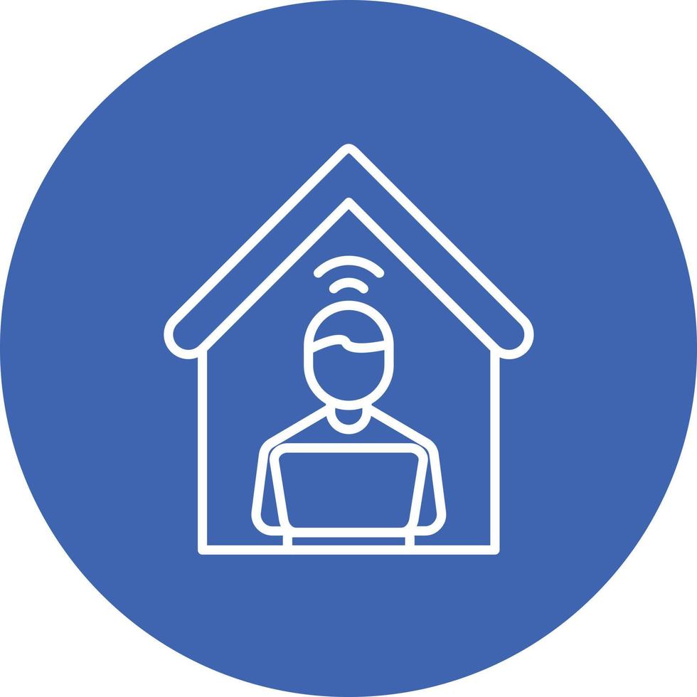 Remote Work Line Circle Background Icon vector