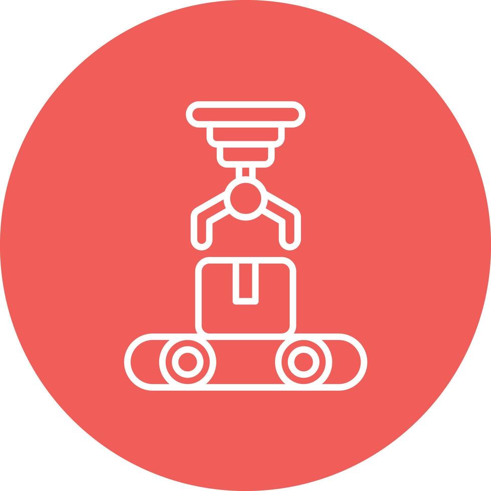 Robotic Produce Sorting Line Circle Background Icon vector
