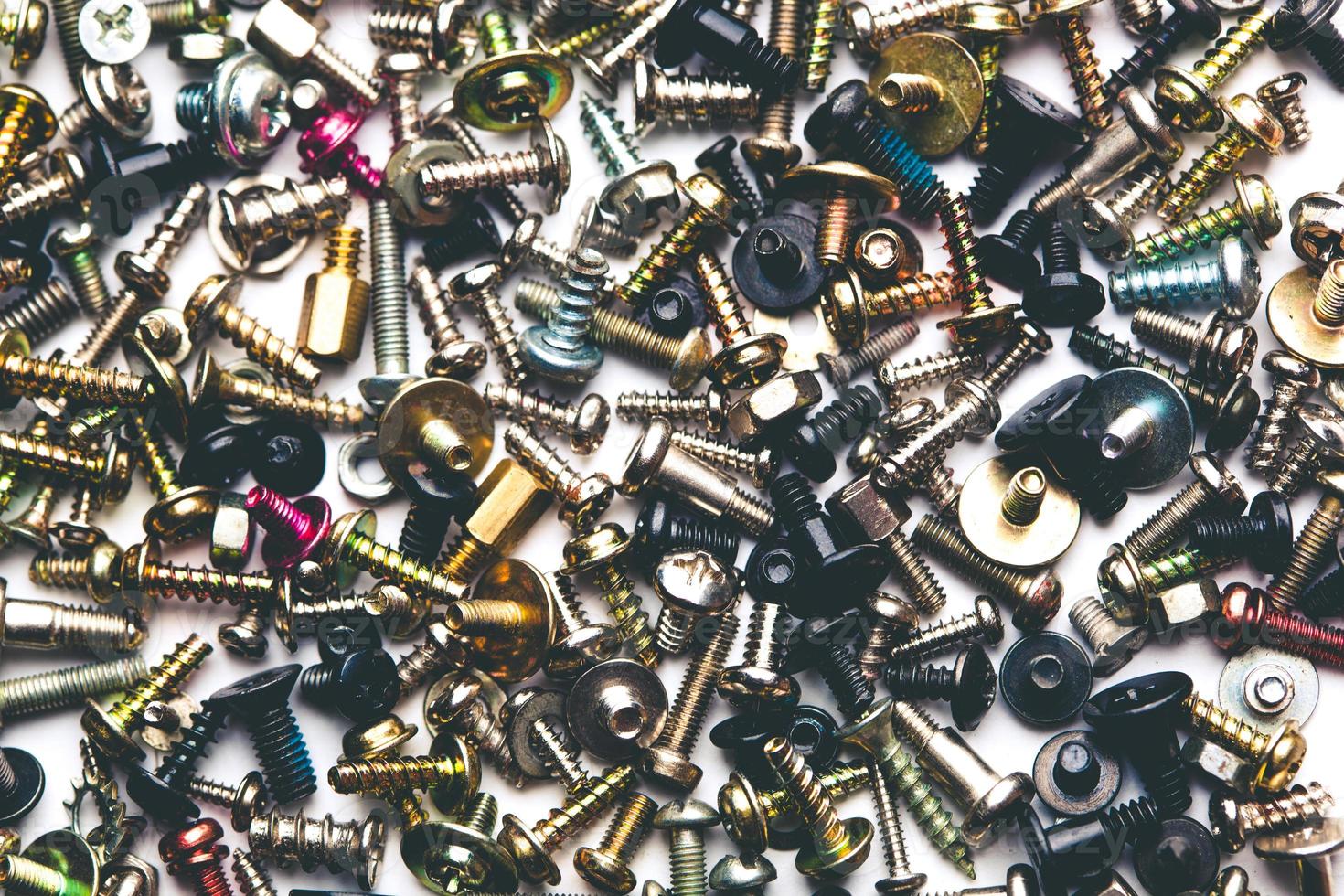 close up assortment many different bolts and screws photo