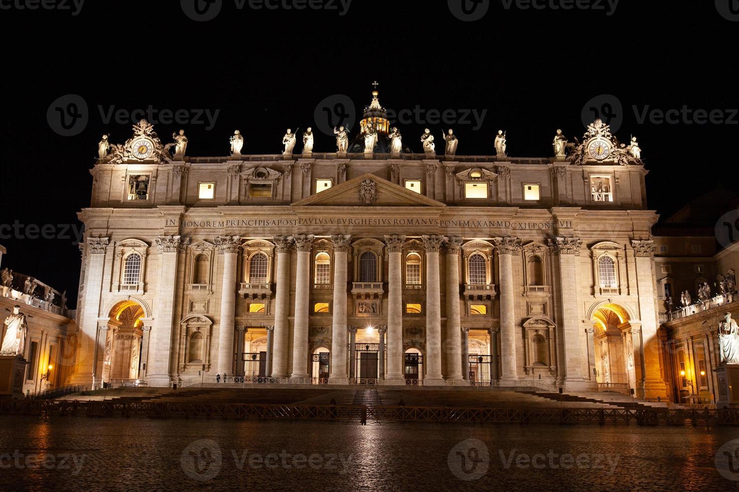 rome, italy, architecture, city center at night with backlight. photo