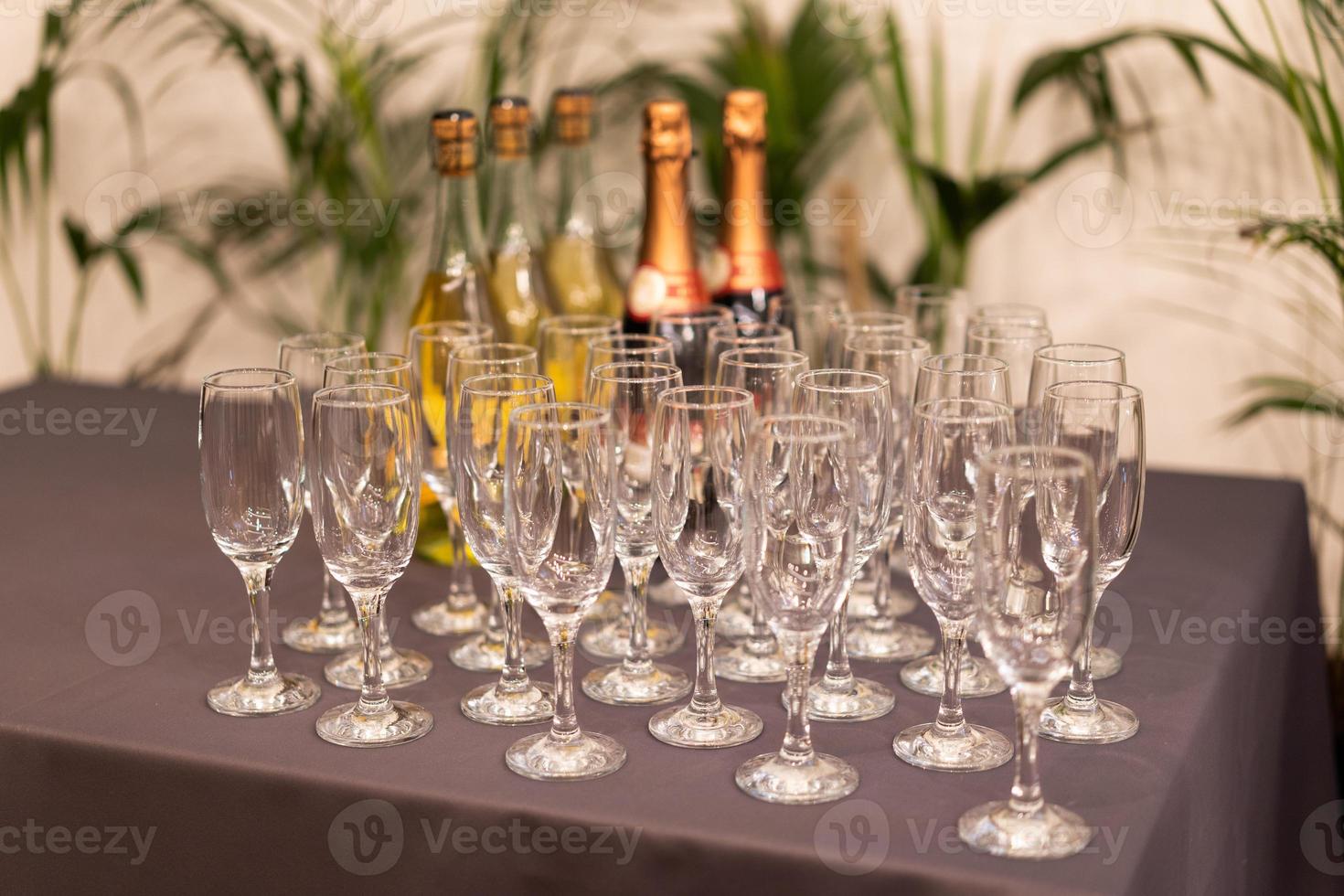 many glasses of wine on the table buffet photo