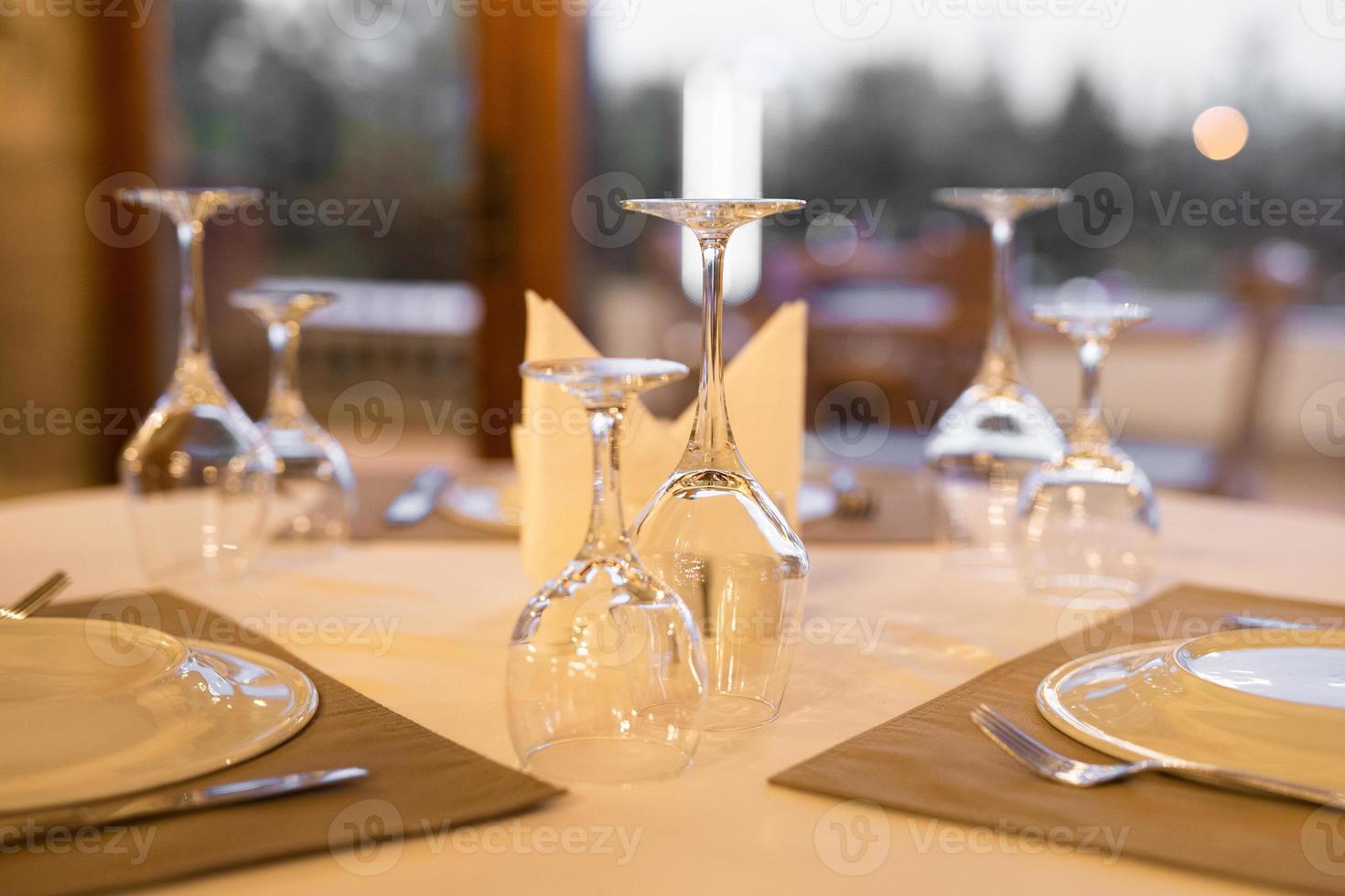 set of cutlery for dinner at the table photo