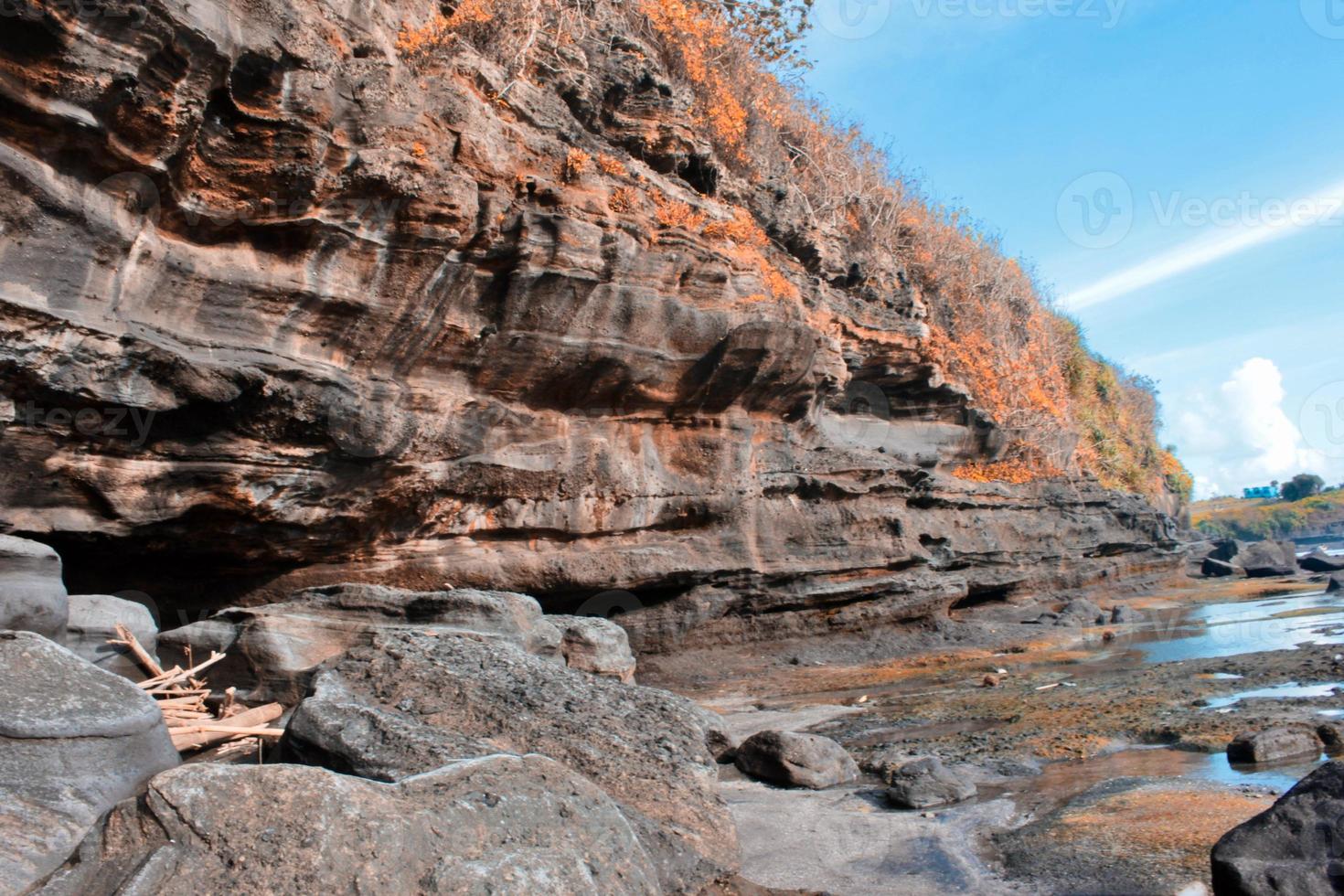 The beauty of the high cliffs on the beach. photo