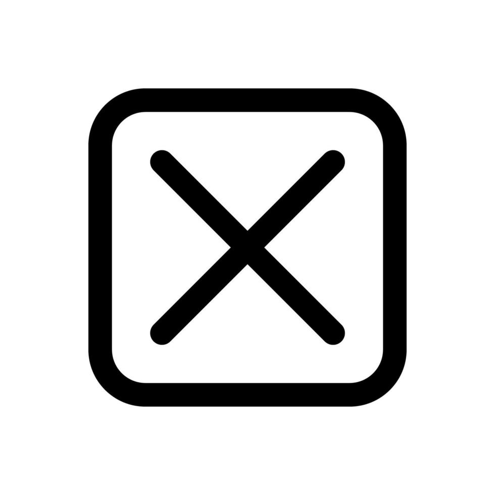 Cancel box line icon isolated on white background. Black flat thin icon on modern outline style. Linear symbol and editable stroke. Simple and pixel perfect stroke vector illustration.