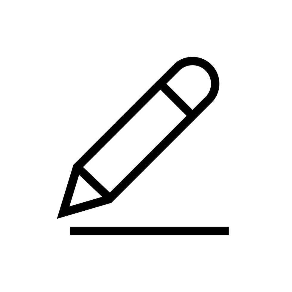 icono de línea de escritura de lápiz aislado sobre fondo blanco. icono negro plano y delgado en el estilo de contorno moderno. símbolo lineal y trazo editable. ilustración de vector de trazo simple y perfecto de píxeles.