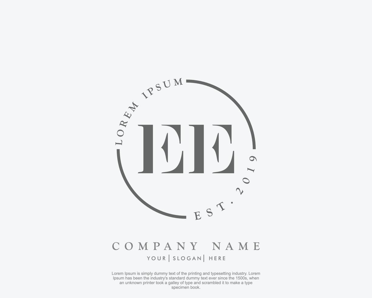 Initial EE Feminine logo beauty monogram and elegant logo design, handwriting logo of initial signature, wedding, fashion, floral and botanical with creative template vector