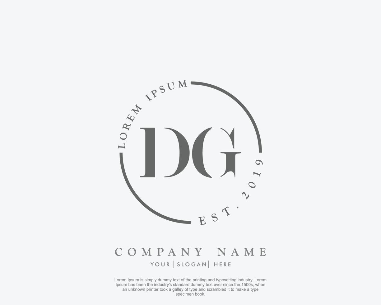 Initial DG Feminine logo beauty monogram and elegant logo design, handwriting logo of initial signature, wedding, fashion, floral and botanical with creative template vector