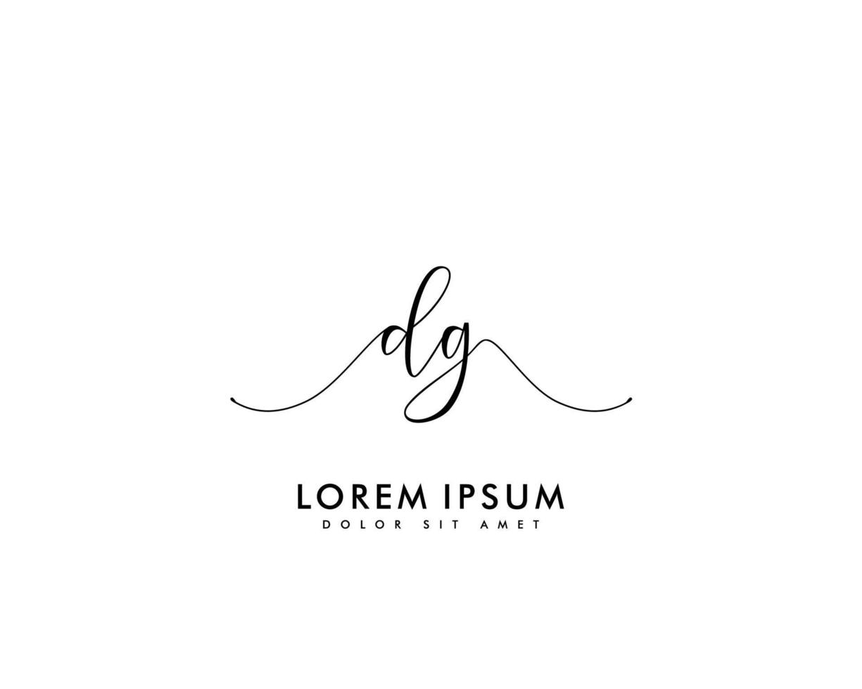 Initial DG Feminine logo beauty monogram and elegant logo design, handwriting logo of initial signature, wedding, fashion, floral and botanical with creative template vector