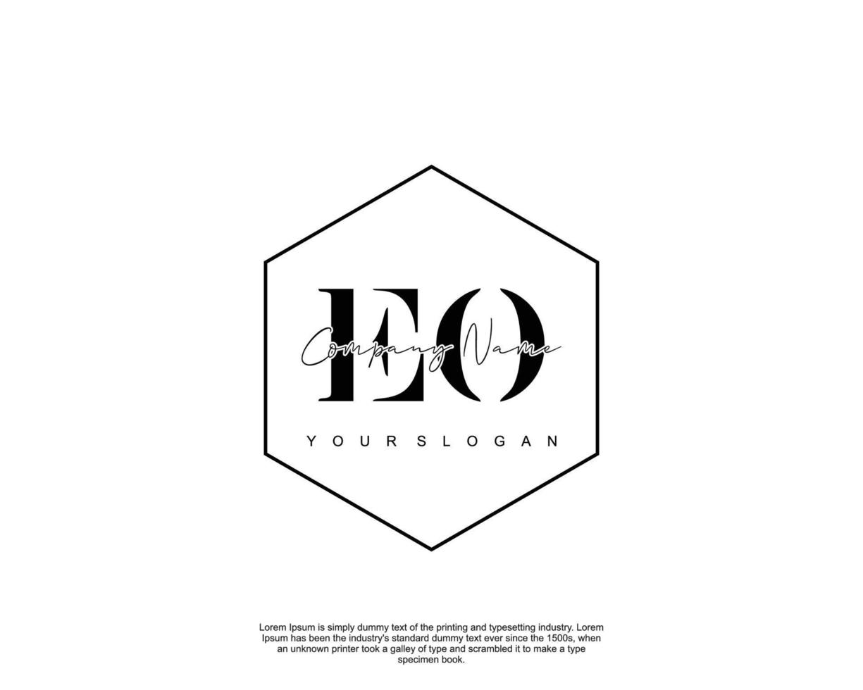 Initial EO Feminine logo beauty monogram and elegant logo design, handwriting logo of initial signature, wedding, fashion, floral and botanical with creative template vector