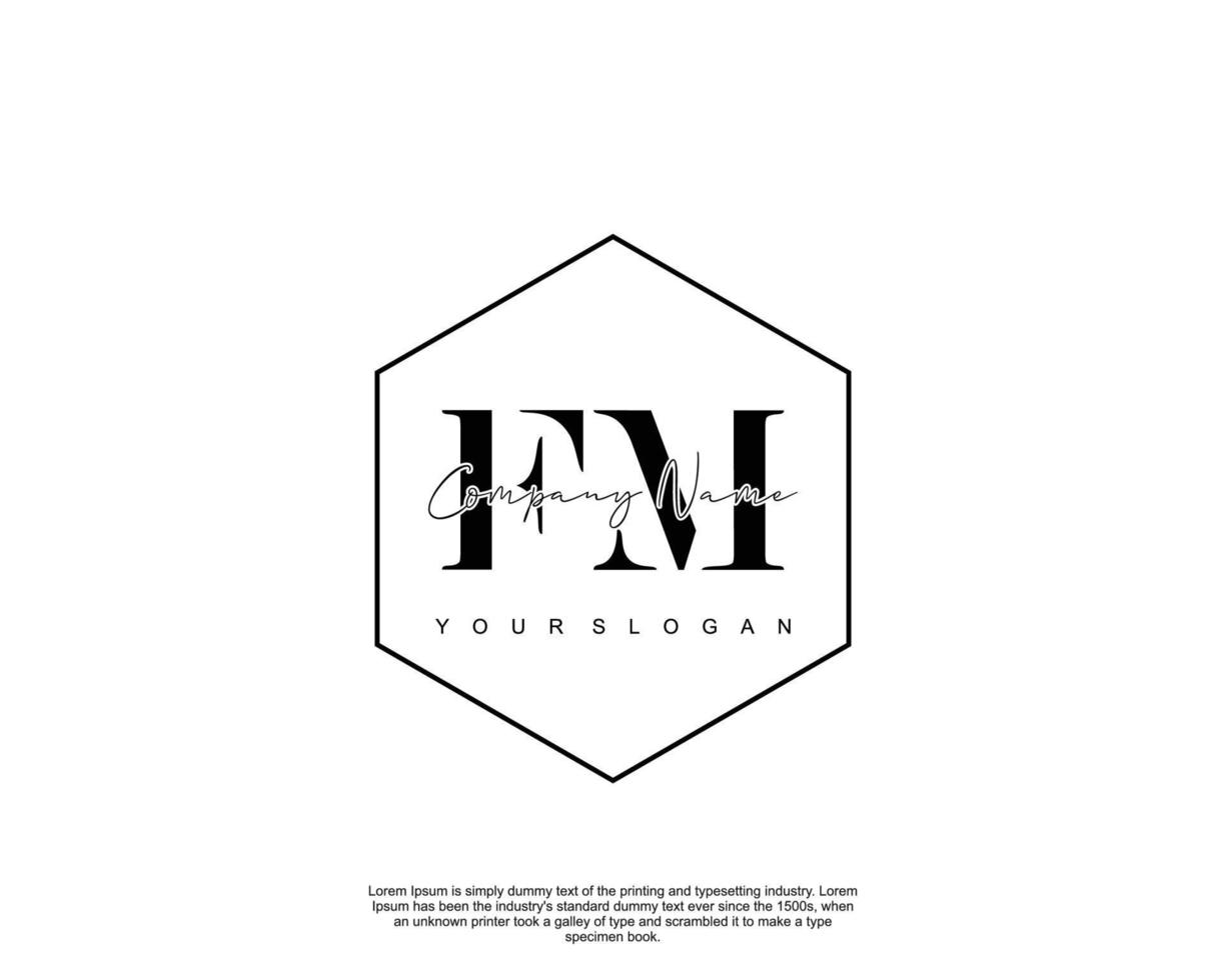 Initial FM Feminine logo beauty monogram and elegant logo design, handwriting logo of initial signature, wedding, fashion, floral and botanical with creative template vector