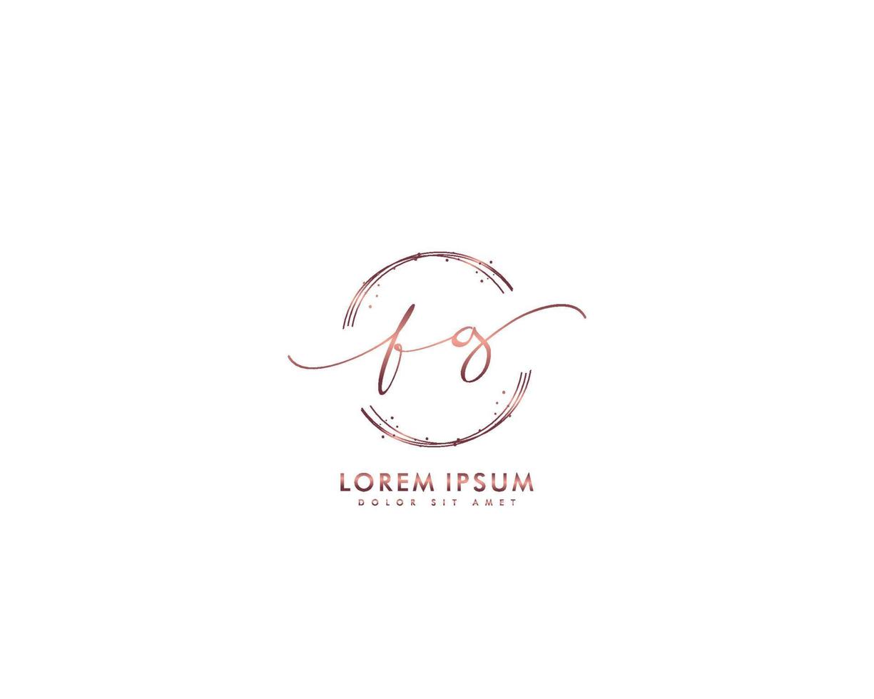 Initial FG Feminine logo beauty monogram and elegant logo design, handwriting logo of initial signature, wedding, fashion, floral and botanical with creative template vector