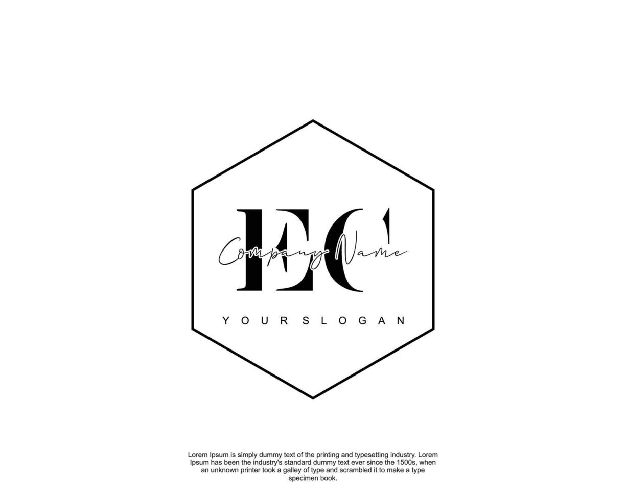 Initial EC Feminine logo beauty monogram and elegant logo design, handwriting logo of initial signature, wedding, fashion, floral and botanical with creative template vector