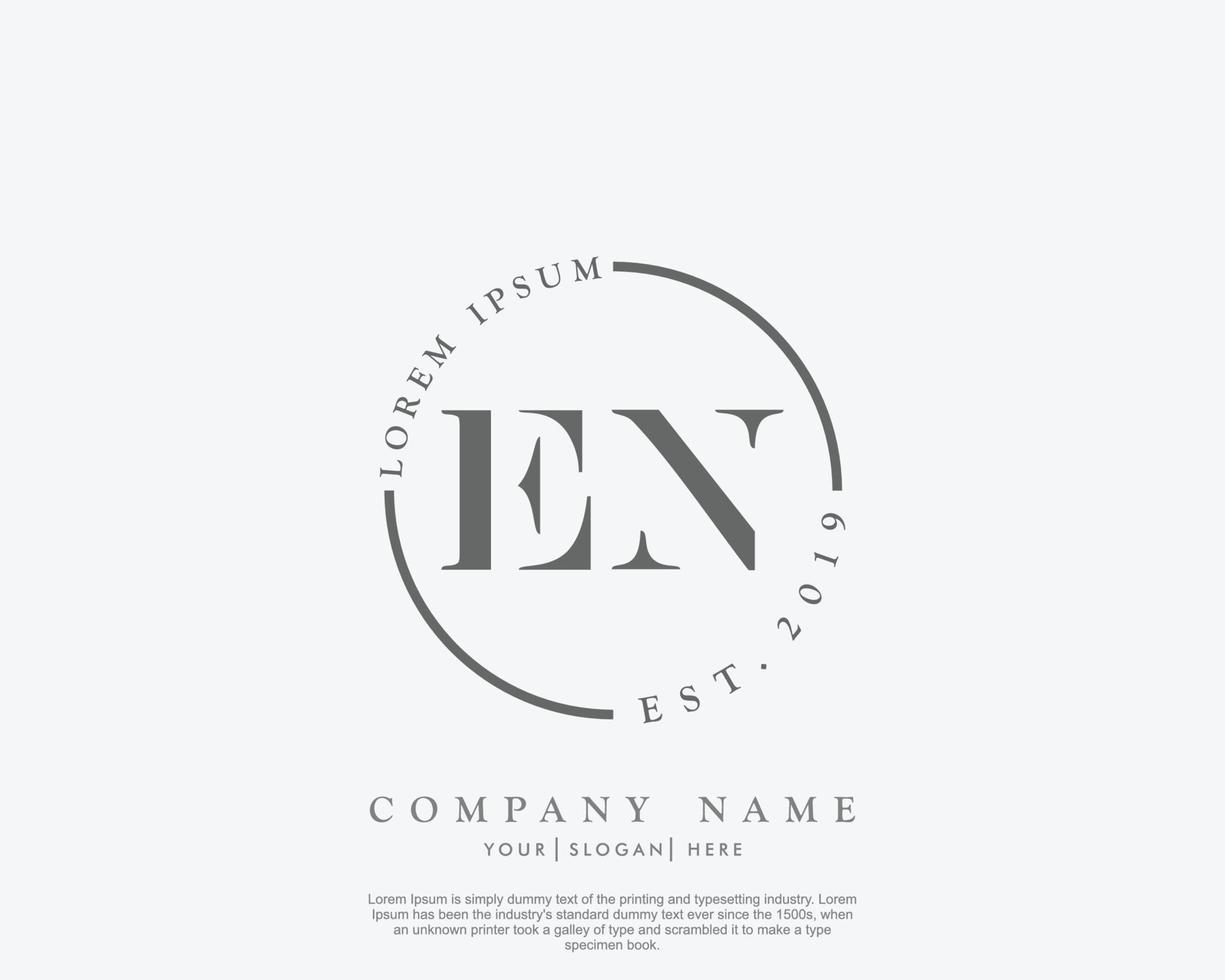 Initial EN Feminine logo beauty monogram and elegant logo design, handwriting logo of initial signature, wedding, fashion, floral and botanical with creative template vector