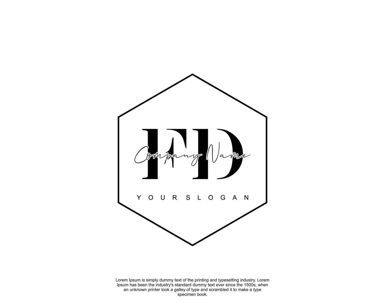 Initial FD Feminine logo beauty monogram and elegant logo design, handwriting logo of initial signature, wedding, fashion, floral and botanical with creative template vector