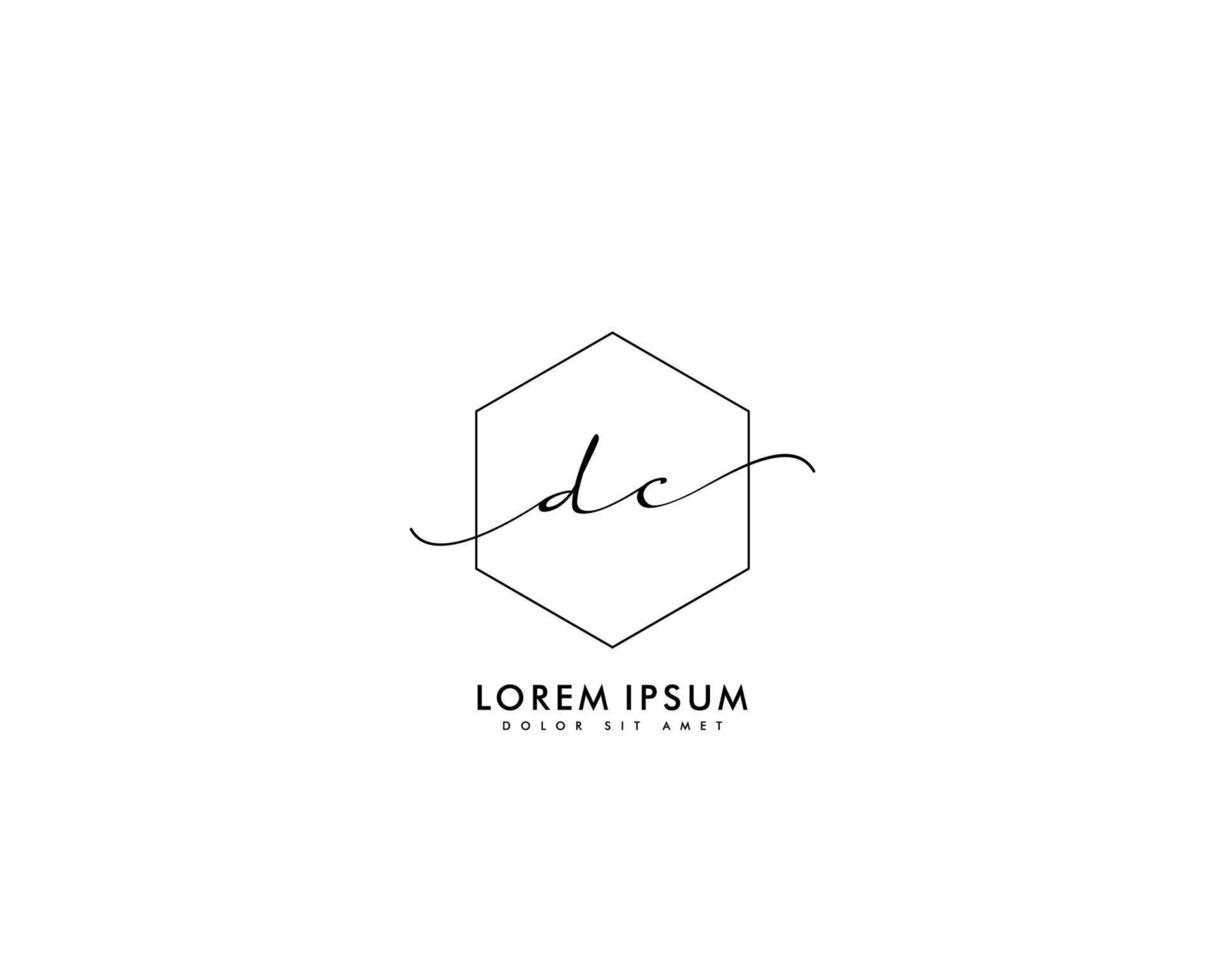 Initial DC Feminine logo beauty monogram and elegant logo design, handwriting logo of initial signature, wedding, fashion, floral and botanical with creative template vector