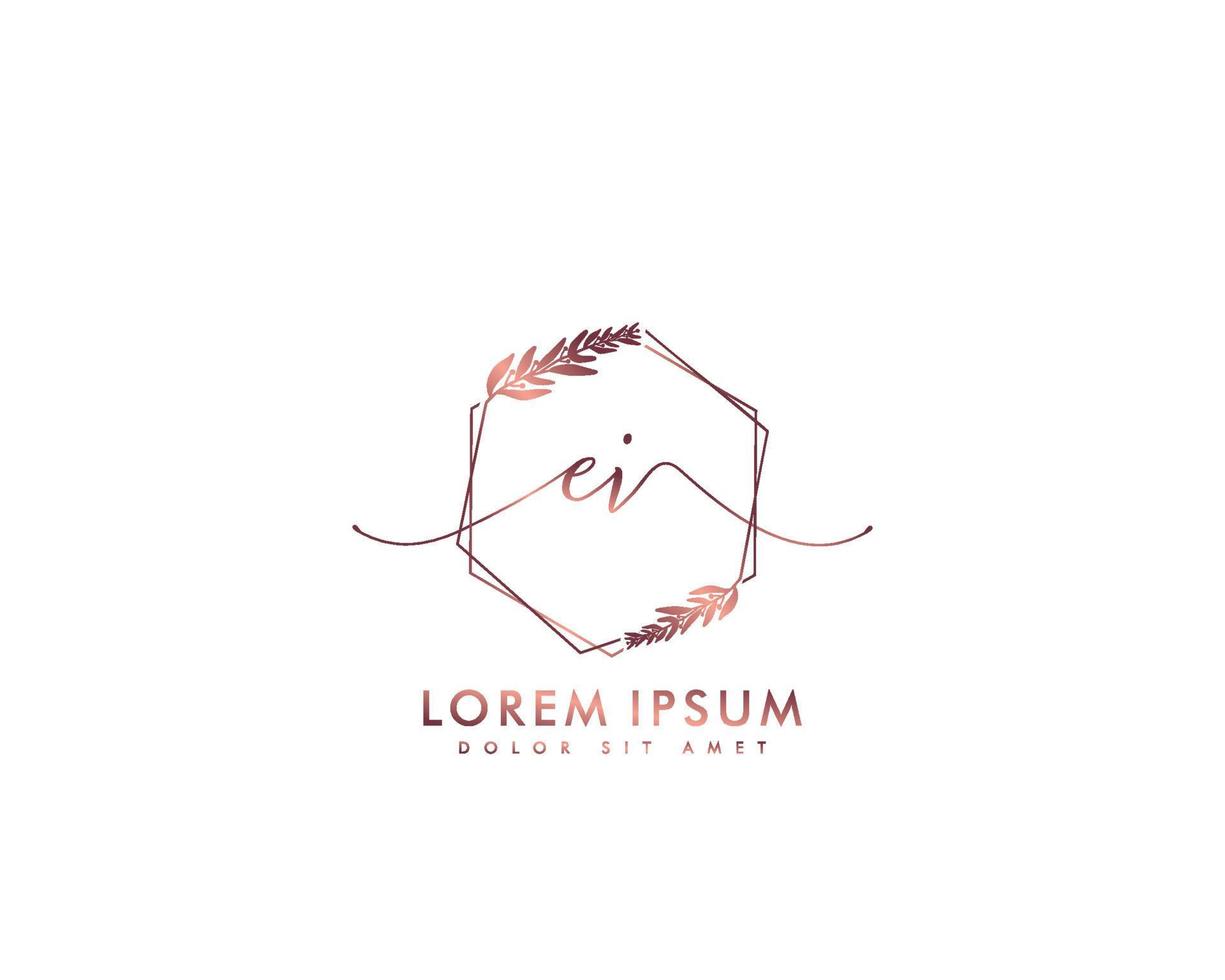 monograma de belleza del logotipo femenino ei inicial y diseño de logotipo elegante, logotipo de escritura a mano de la firma inicial, boda, moda, floral y botánica con plantilla creativa vector