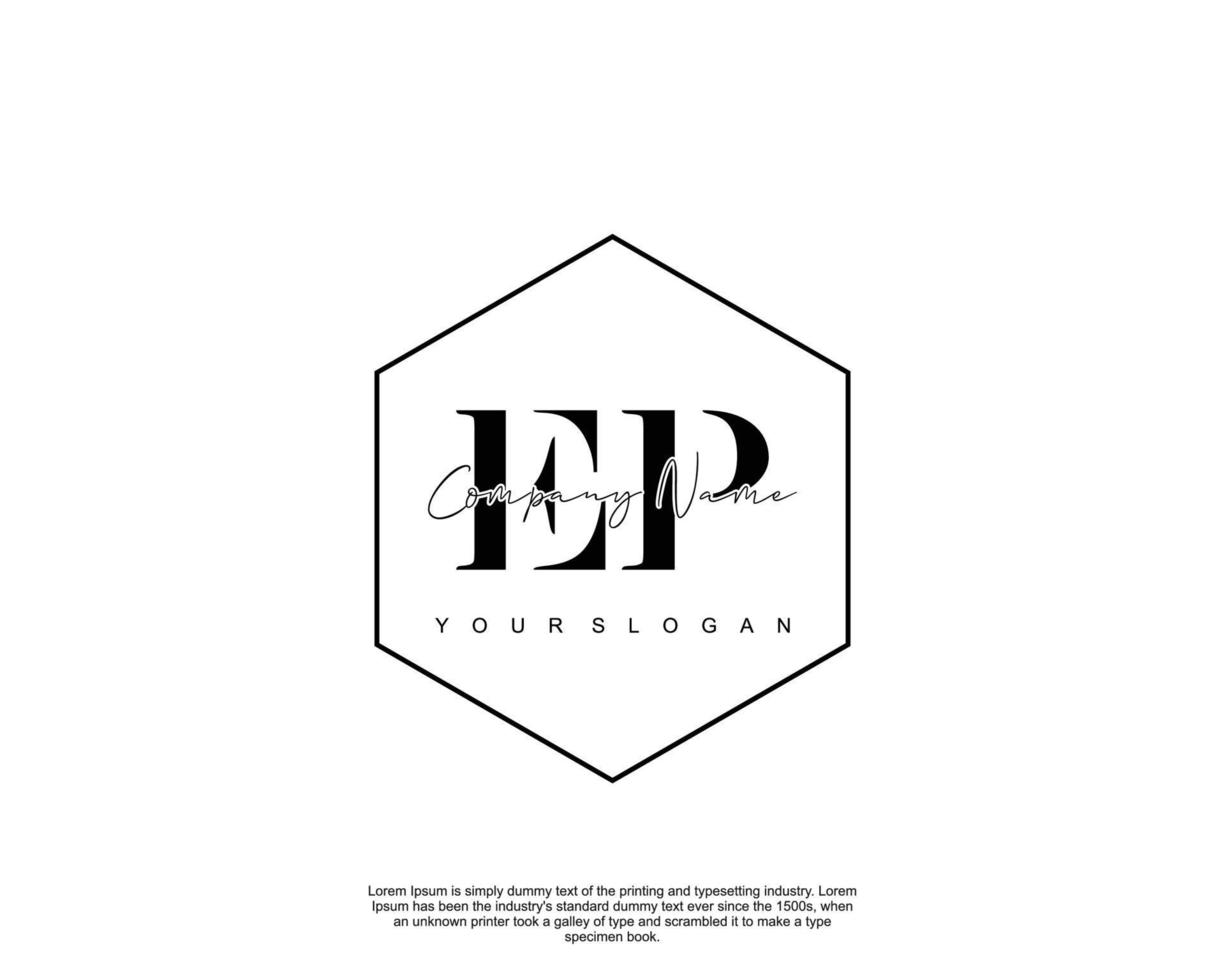 Initial EP Feminine logo beauty monogram and elegant logo design, handwriting logo of initial signature, wedding, fashion, floral and botanical with creative template vector