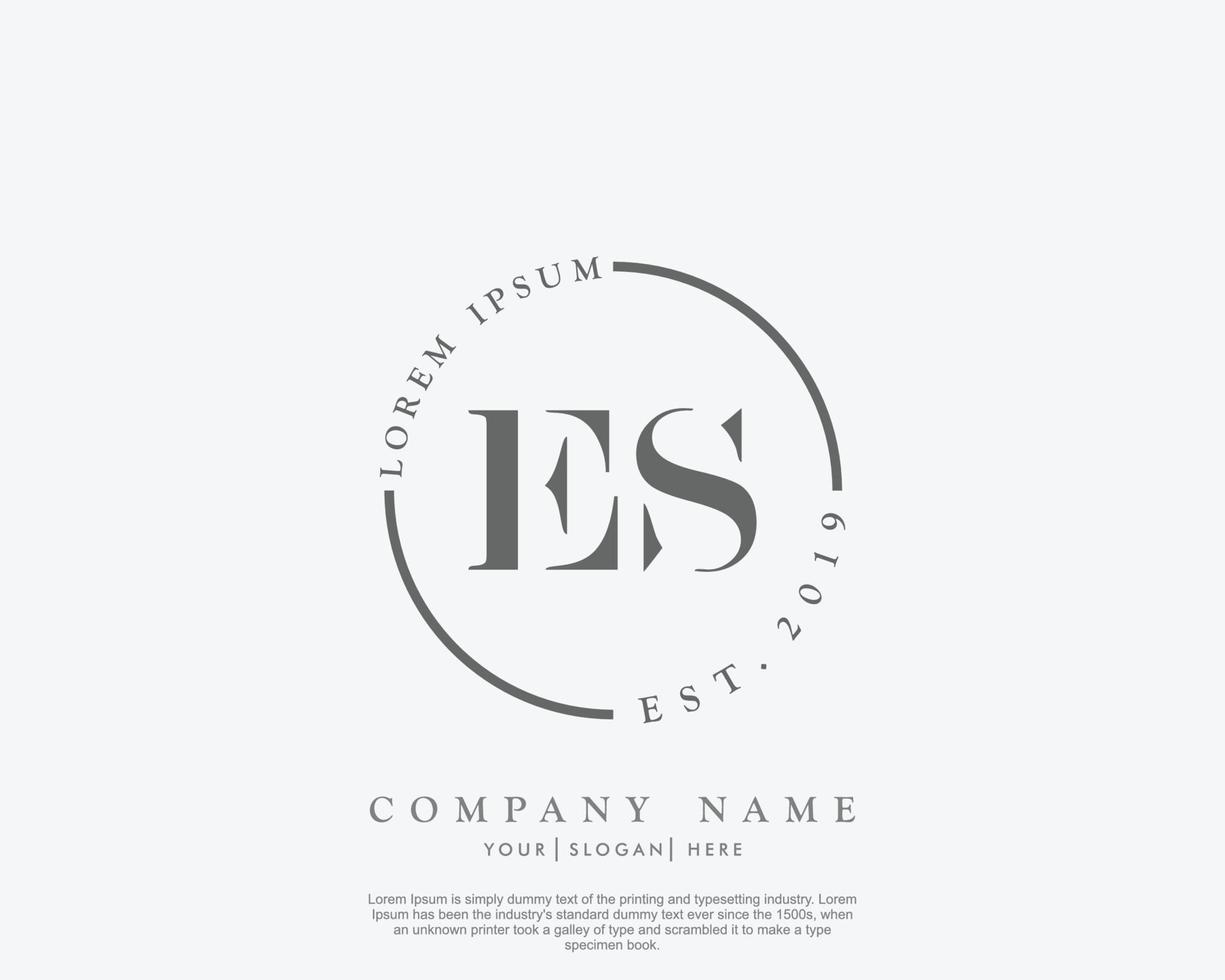 Initial ES Feminine logo beauty monogram and elegant logo design, handwriting logo of initial signature, wedding, fashion, floral and botanical with creative template vector