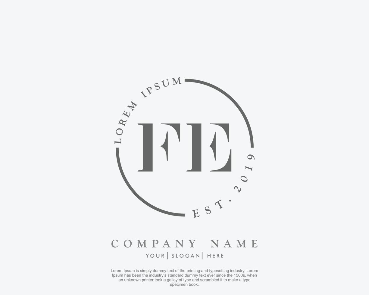 Initial FE Feminine logo beauty monogram and elegant logo design, handwriting logo of initial signature, wedding, fashion, floral and botanical with creative template vector