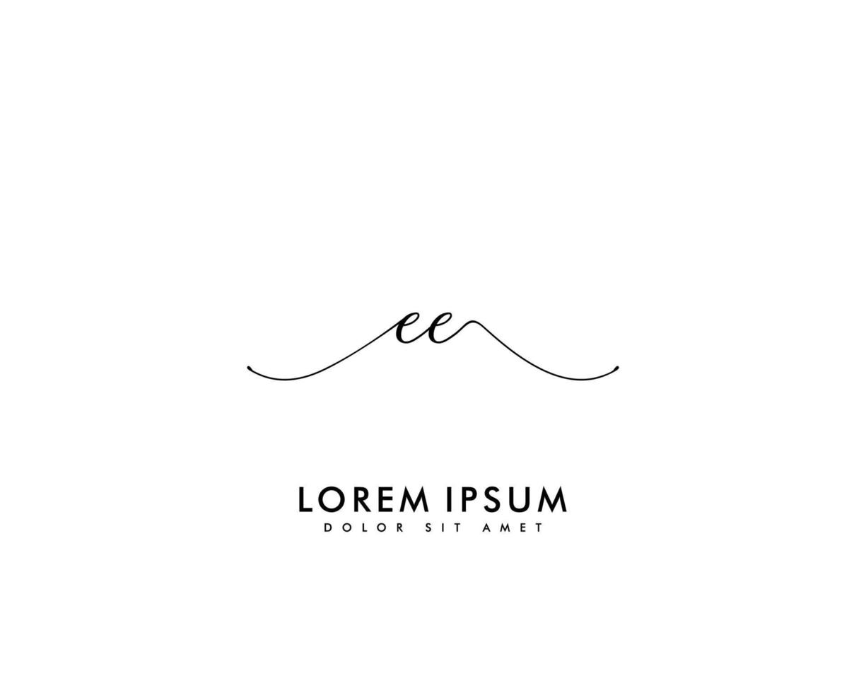 Initial EE Feminine logo beauty monogram and elegant logo design, handwriting logo of initial signature, wedding, fashion, floral and botanical with creative template vector