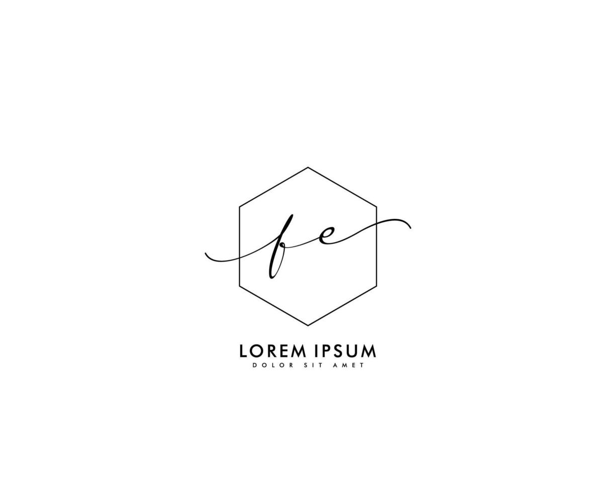 Initial FE Feminine logo beauty monogram and elegant logo design, handwriting logo of initial signature, wedding, fashion, floral and botanical with creative template vector