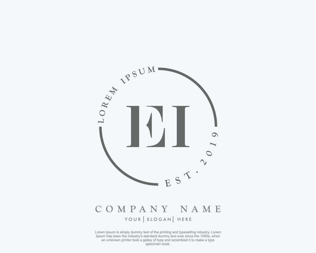Initial EI Feminine logo beauty monogram and elegant logo design, handwriting logo of initial signature, wedding, fashion, floral and botanical with creative template vector