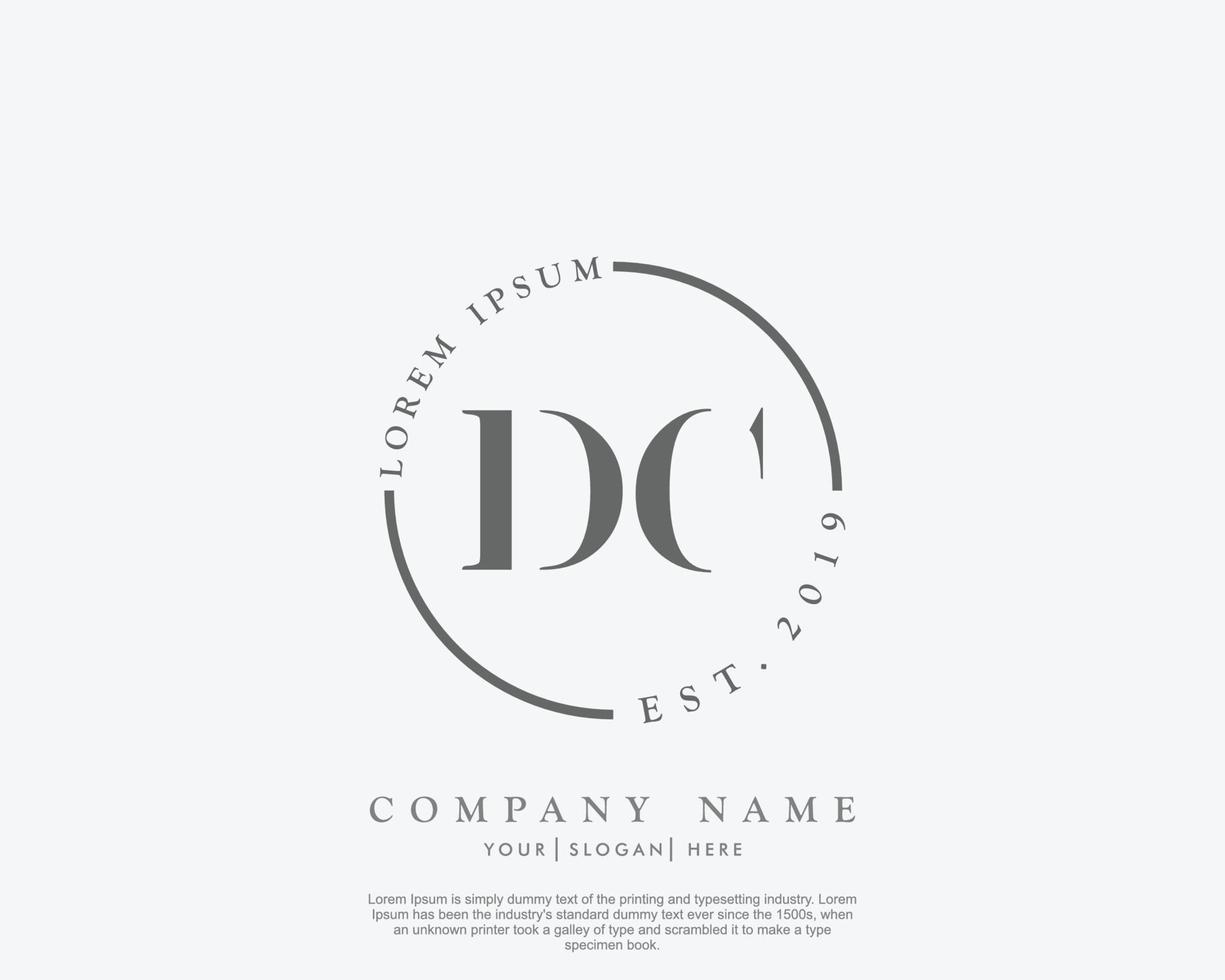 Initial DC Feminine logo beauty monogram and elegant logo design, handwriting logo of initial signature, wedding, fashion, floral and botanical with creative template vector