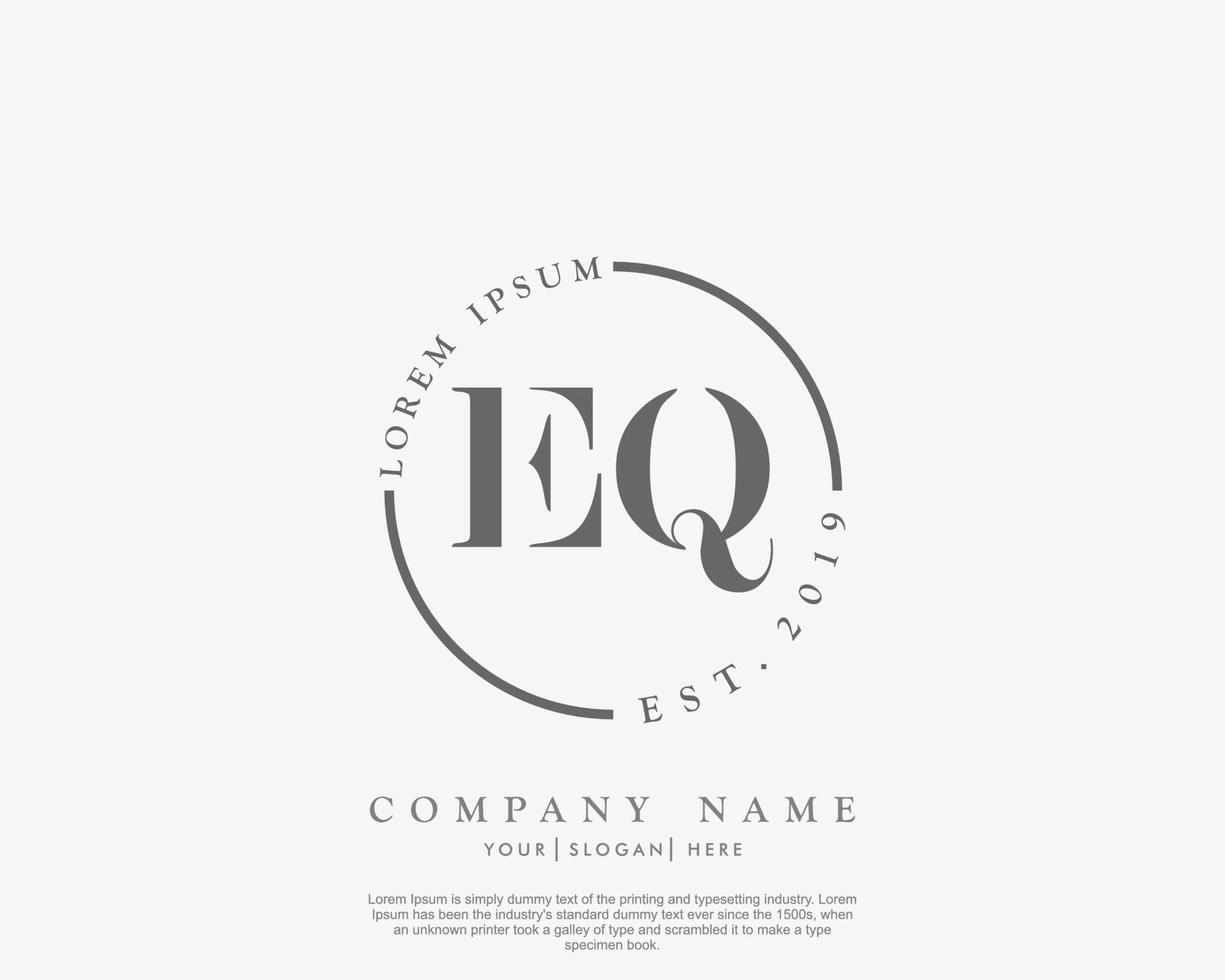 Initial EQ Feminine logo beauty monogram and elegant logo design, handwriting logo of initial signature, wedding, fashion, floral and botanical with creative template vector