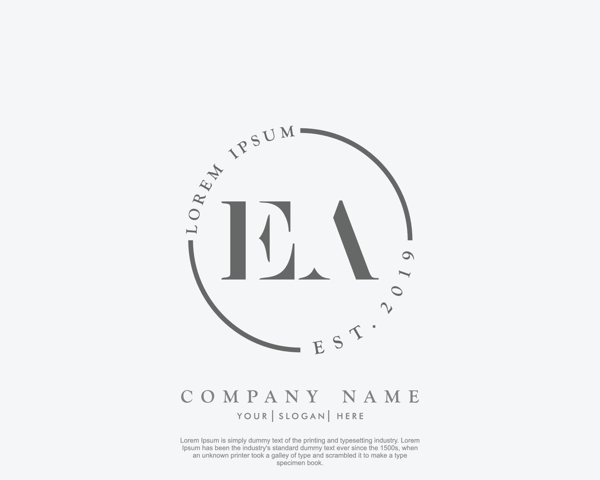 Initial EA Feminine logo beauty monogram and elegant logo design, handwriting logo of initial signature, wedding, fashion, floral and botanical with creative template vector