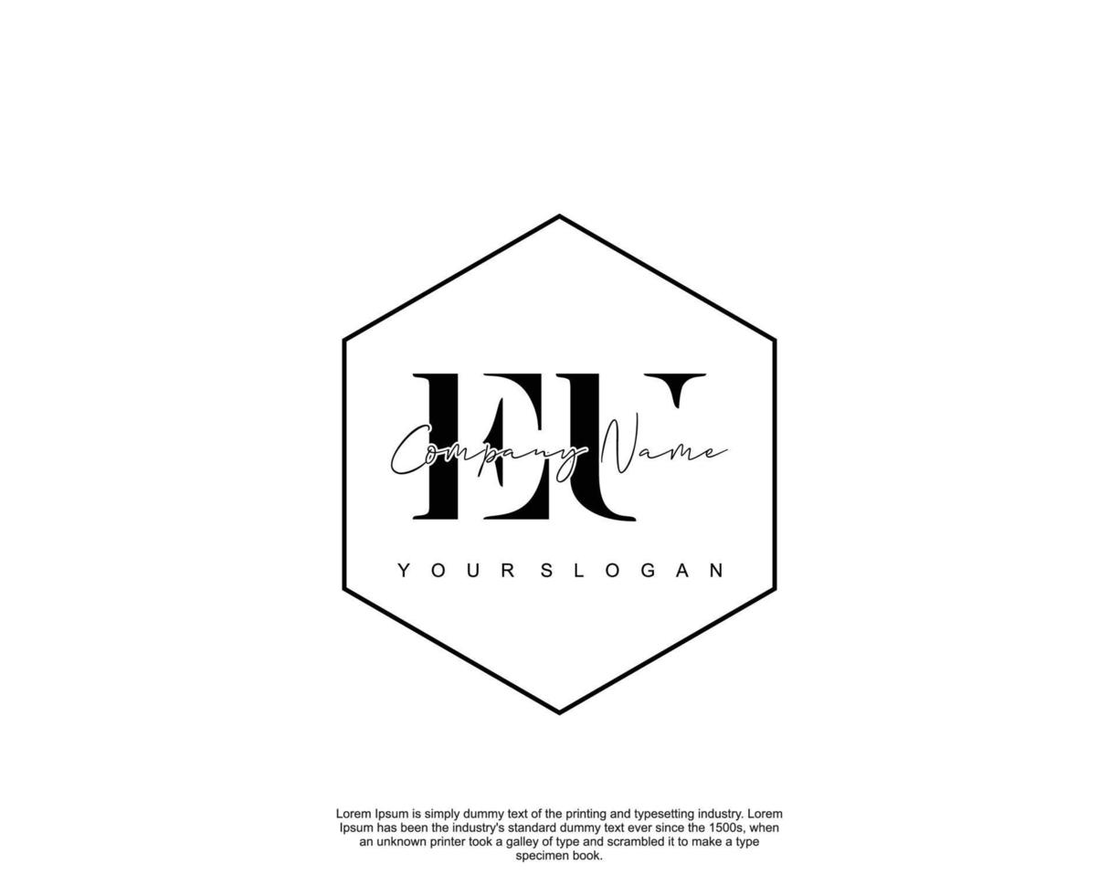 Initial EU Feminine logo beauty monogram and elegant logo design, handwriting logo of initial signature, wedding, fashion, floral and botanical with creative template vector