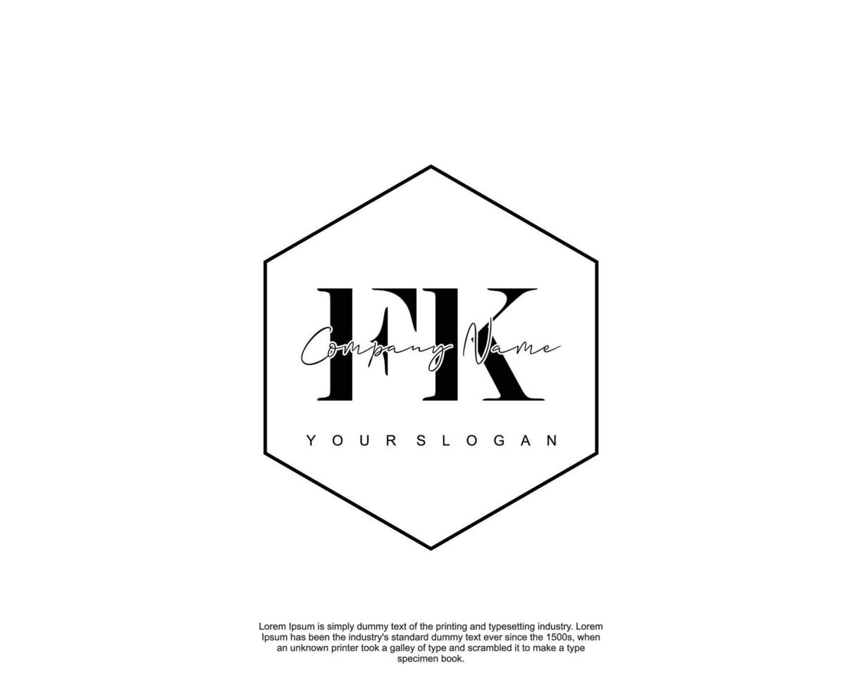 Initial FK Feminine logo beauty monogram and elegant logo design, handwriting logo of initial signature, wedding, fashion, floral and botanical with creative template vector