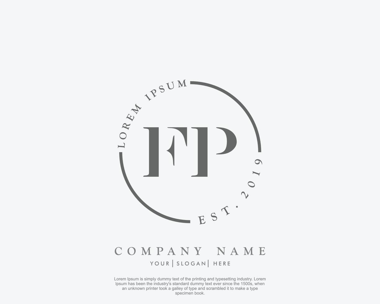 Initial FP Feminine logo beauty monogram and elegant logo design, handwriting logo of initial signature, wedding, fashion, floral and botanical with creative template vector