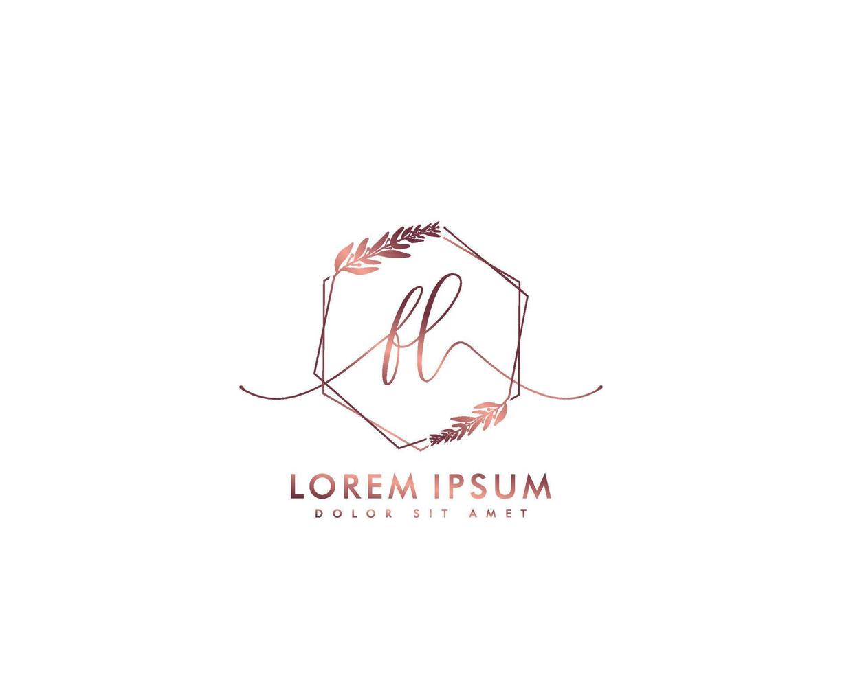 Initial FL Feminine logo beauty monogram and elegant logo design, handwriting logo of initial signature, wedding, fashion, floral and botanical with creative template vector