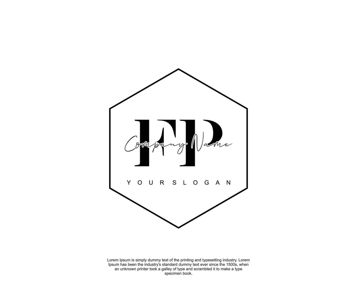 Initial FP Feminine logo beauty monogram and elegant logo design, handwriting logo of initial signature, wedding, fashion, floral and botanical with creative template vector