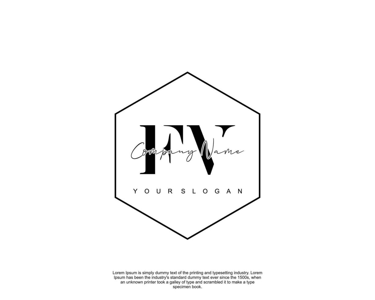 Initial FV Feminine logo beauty monogram and elegant logo design, handwriting logo of initial signature, wedding, fashion, floral and botanical with creative template vector