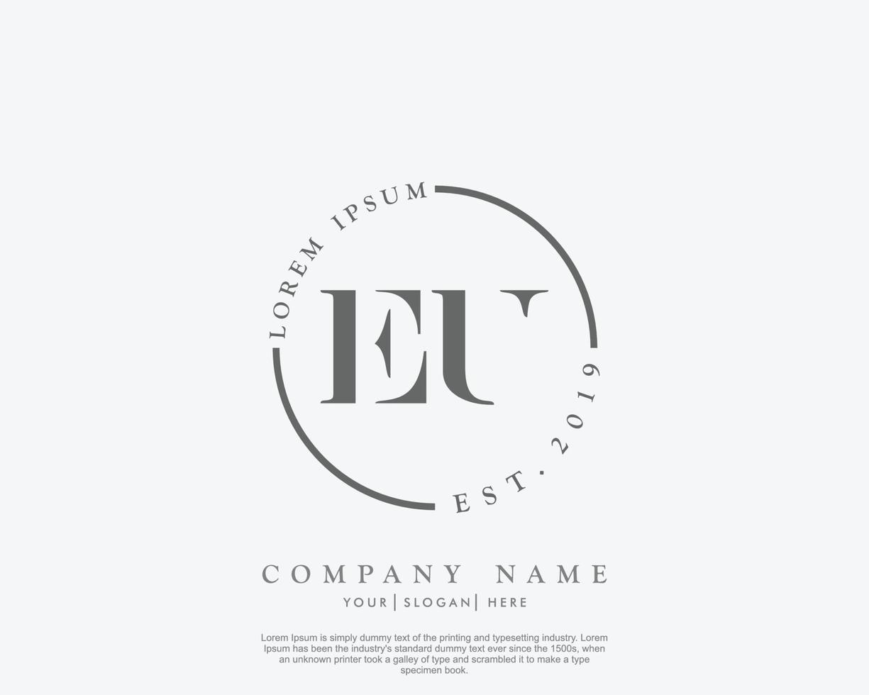 monograma de belleza del logotipo femenino inicial de la UE y diseño de logotipo elegante, logotipo de escritura a mano de la firma inicial, boda, moda, floral y botánica con plantilla creativa vector