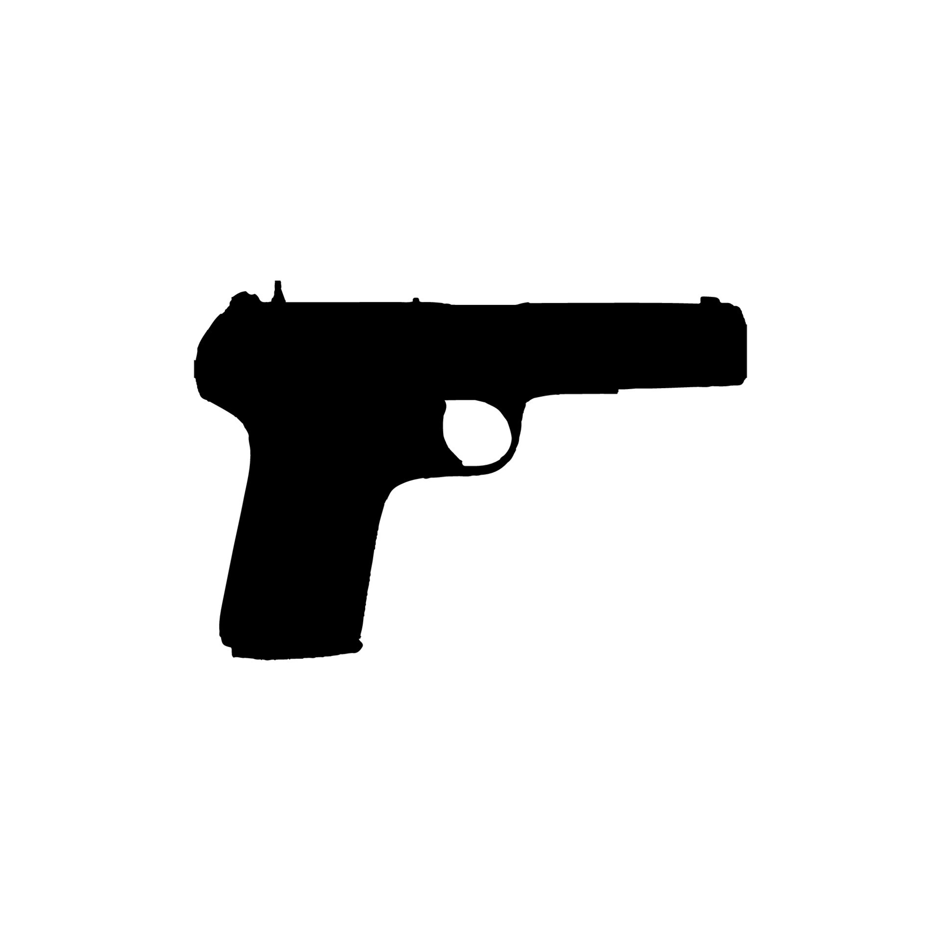Handgun icon. Simple style gun shop big sale poster background symbol
