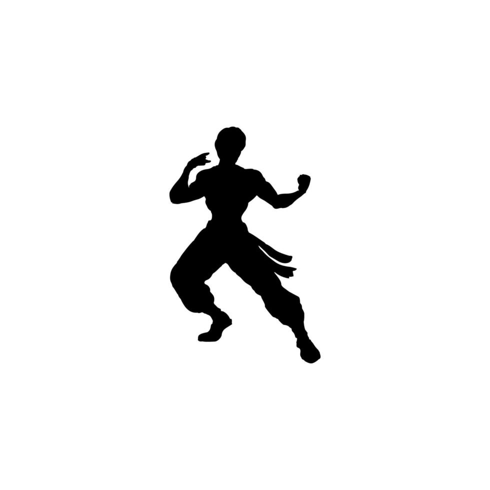 icono de jugador de karate. símbolo de fondo del cartel del curso de lecciones de karate de estilo simple. elemento de diseño del logo de la marca de karate. Impresión de camiseta de jugador de karate. vector para pegatina.