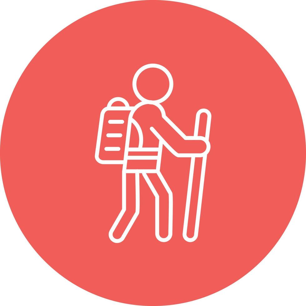 Backpacker Line Circle Background Icon vector