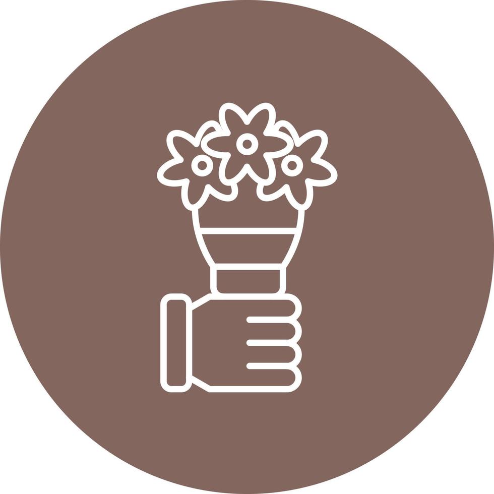 Hand Bouquet Line Circle Background Icon vector