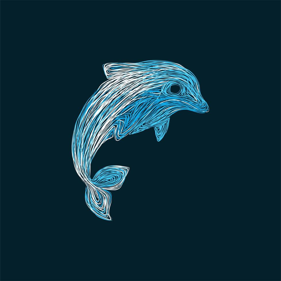 diseño de ilustración de ilustraciones de natación de delfines vector