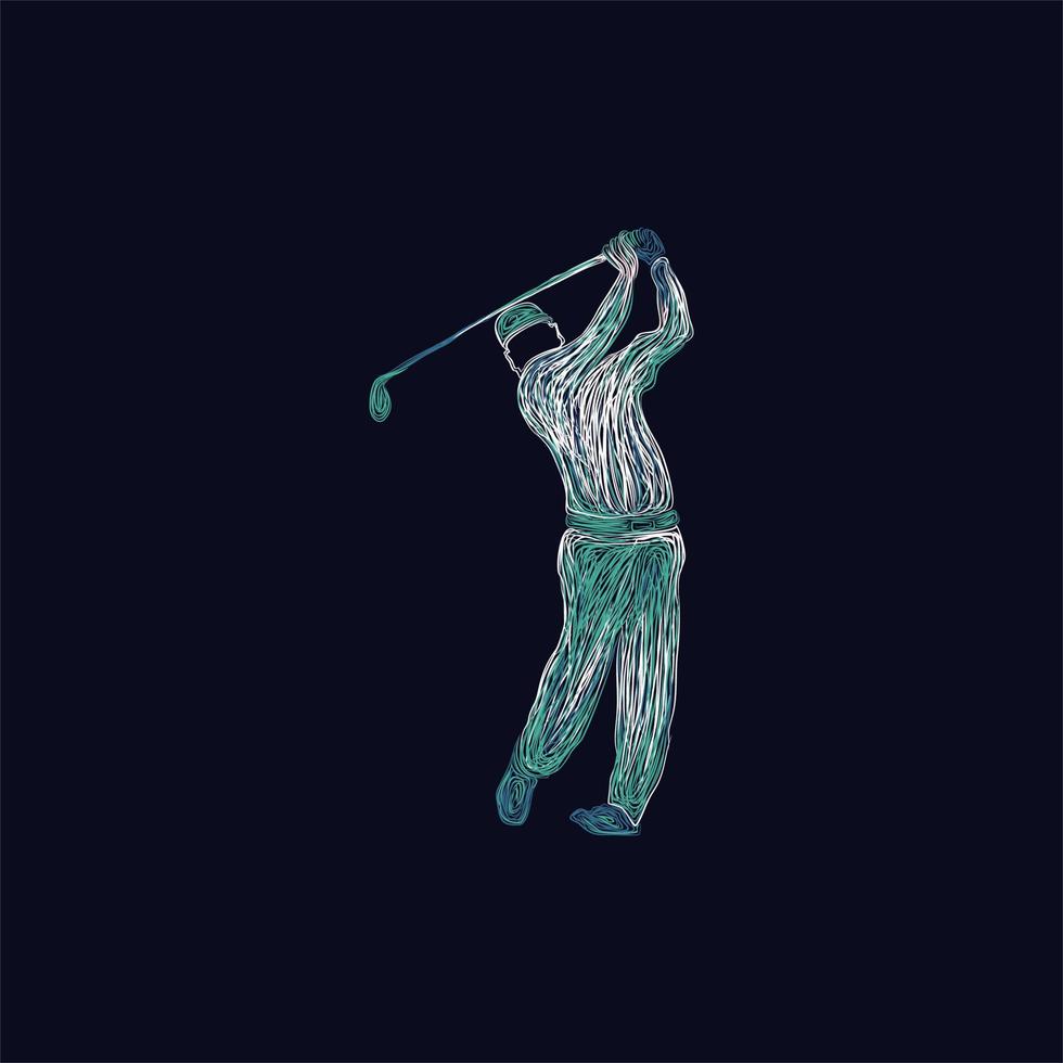 human golf stick artwork design vector